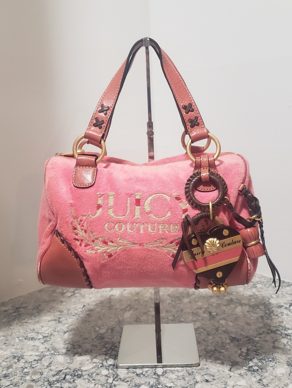 Juicy Couture Y2K Vintage Pink Terrycloth Satchel Purse